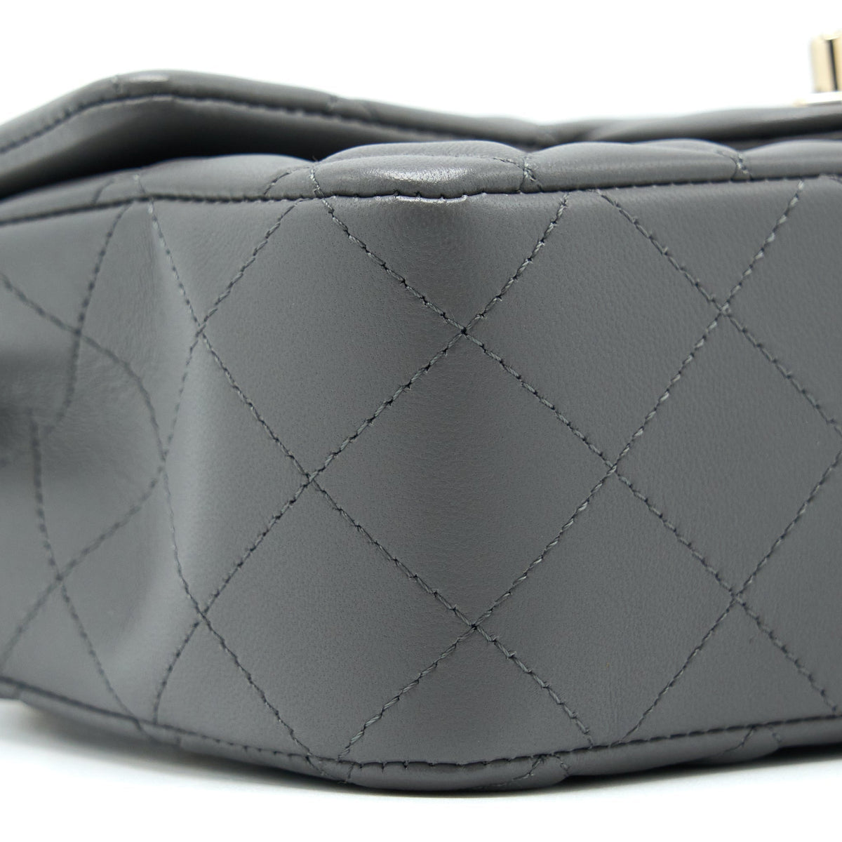 CHANEL 22A MINI RECTANGULAR FLAP BAG LAMBSKIN GREY LGHW (MICROCHIP).