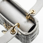 DIOR MINI LADY DIOR LAMBSKIN GREY LGHW