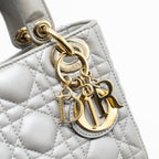 DIOR MINI LADY DIOR LAMBSKIN GREY LGHW