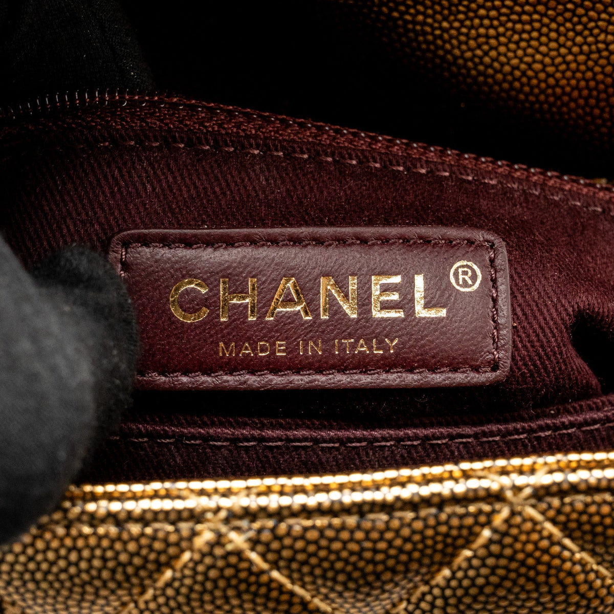 Chanel small coco handle caviar metallic gold GHW