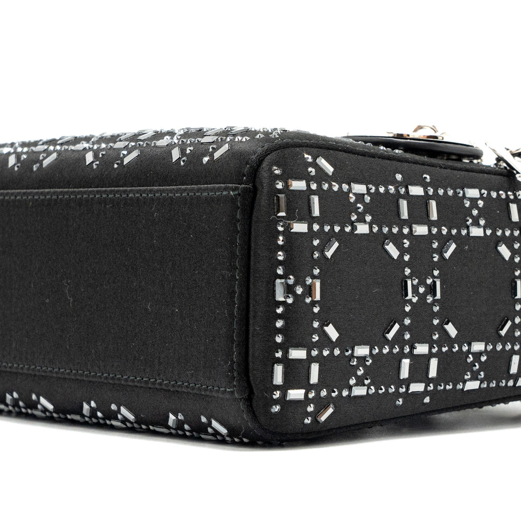 DIOR MINI LADY DIOR SATIN CRYSTAL BLACK SHW