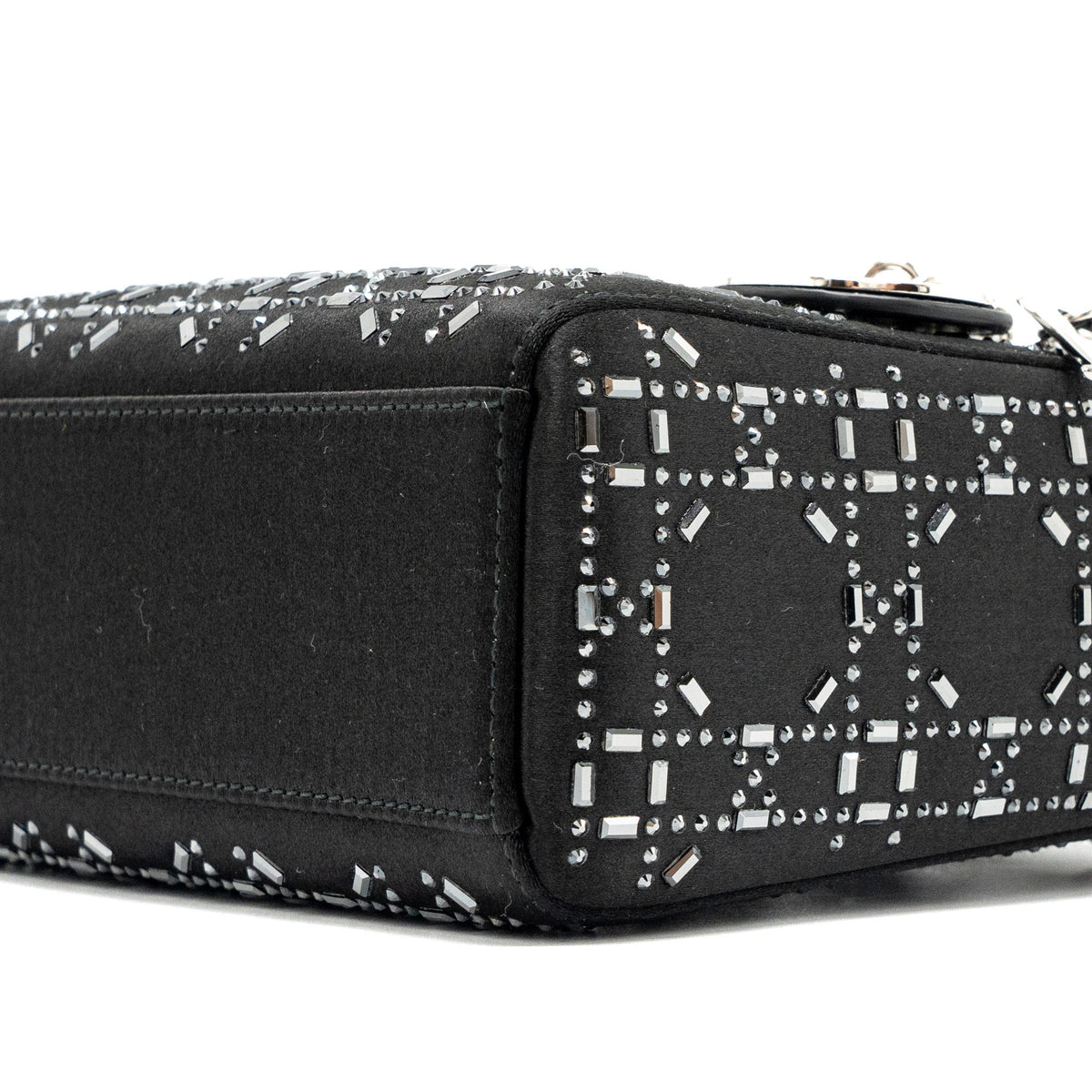 DIOR MINI LADY DIOR SATIN CRYSTAL BLACK SHW