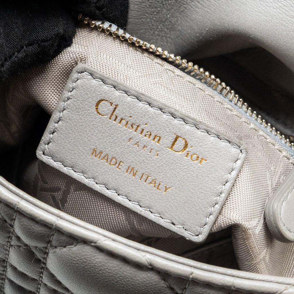 DIOR MINI LADY DIOR LAMBSKIN GREY LGHW