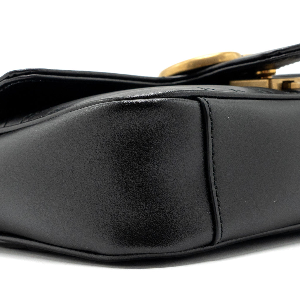 GUCCI MINI GG MARMONT MATELASSE BAG LEATHER BLACK GHW