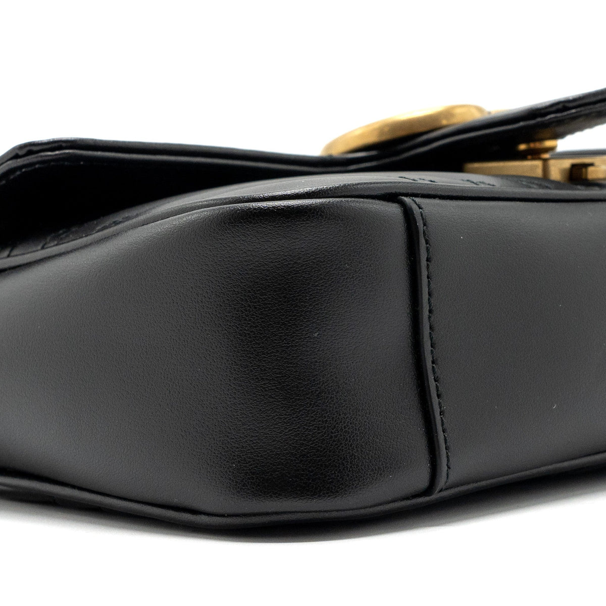 GUCCI MINI GG MARMONT MATELASSE BAG LEATHER BLACK GHW