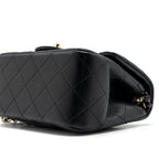 CHANEL CLASSIC MINI SQUARE FLAP BAG LAMBSKIN BLACK LGHW (MICROCHIP)