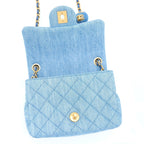 CHANEL 22C DENIM PEARL CRUSH MINI SQUARE FLAP BAG GHW(MICROCHIP)