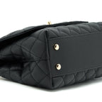 CHANEL SMALL COCO HANDLE CAVIAR BLACK LGHW WITH RED EMBOSSED HANDLE