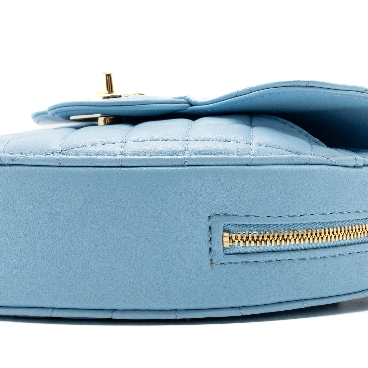 CHANEL HEART BAG LAMBSKIN LIGHT BLUE LGHW (MICROCHIP)