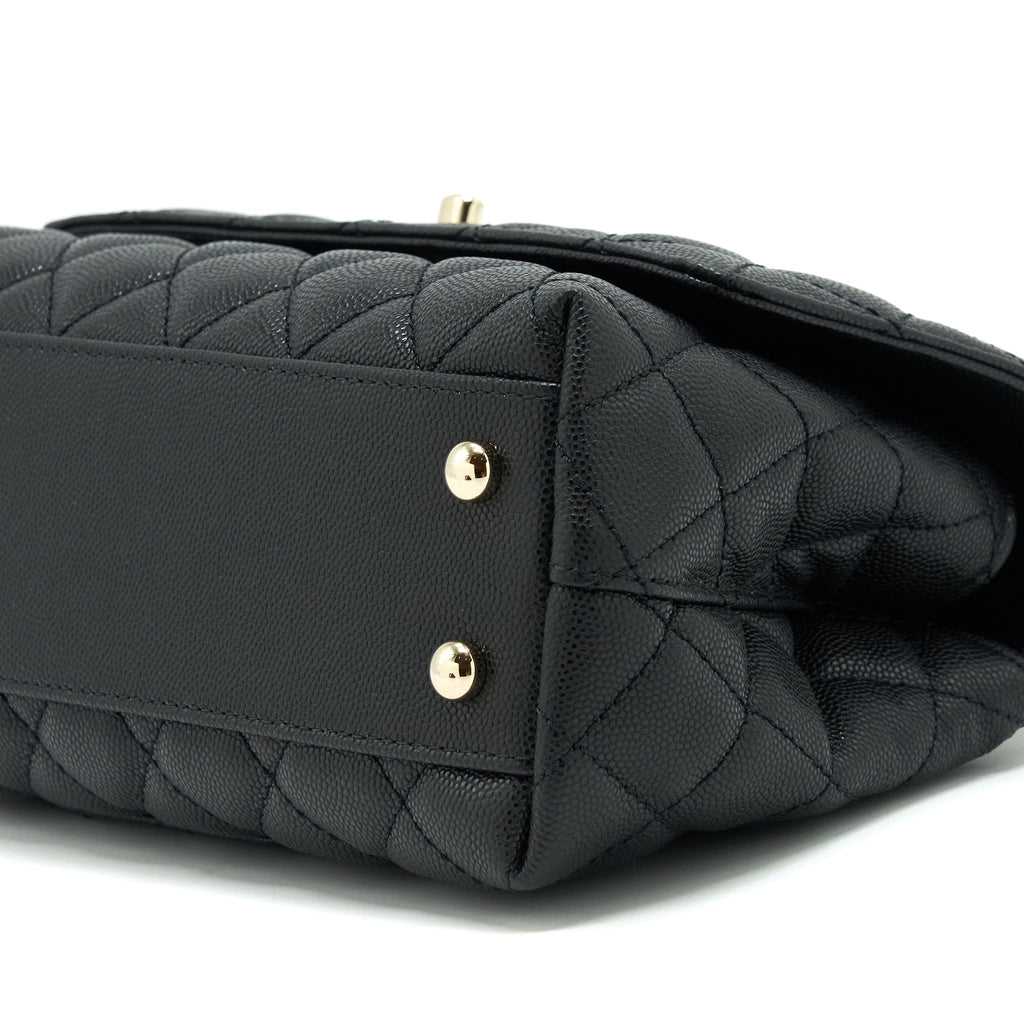CHANEL SMALL COCO HANDLE CAVIAR BLACK LGHW WITH RED EMBOSSED HANDLE