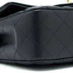 CHANEL TOP HANDLE MINI RECTANGULAR FLAP BAG LAMBSKIN BLACK LGHW (MICROCHIP)