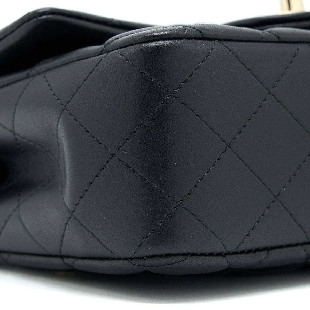 CHANEL TOP HANDLE MINI RECTANGULAR FLAP BAG LAMBSKIN BLACK LGHW (MICROCHIP)