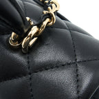 CHANEL TOP HANDLE MINI RECTANGULAR FLAP BAG LAMBSKIN BLACK LGHW (MICROCHIP)