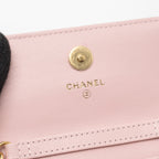 CHANEL MINI FLAP CARD HOLDER WITH CHAIN LIMITED EDITION LAMBSKIN LIGHT PINK GHW (MICROCHIP)