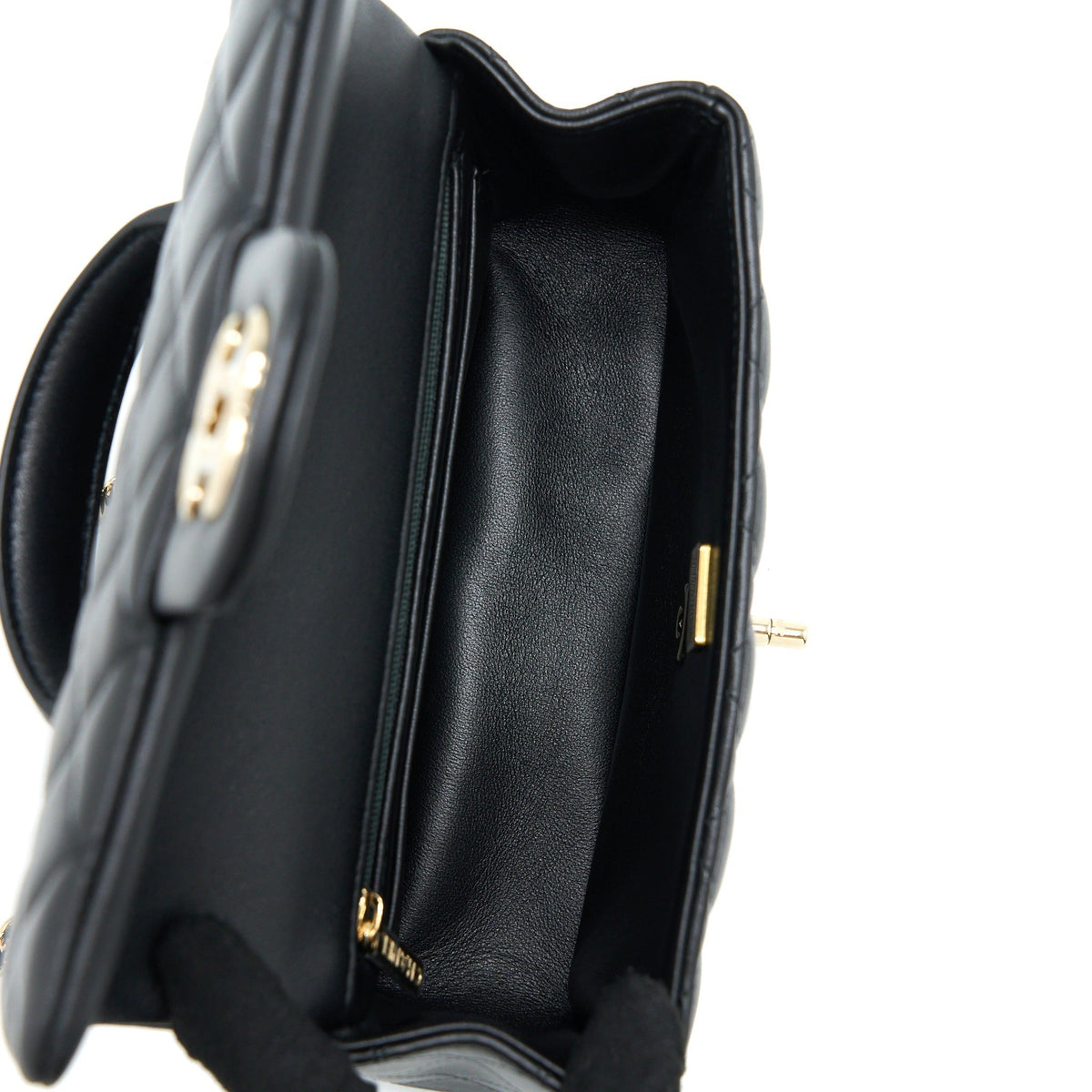 CHANEL TOP HANDLE MINI RECTANGULAR FLAP BAG LAMBSKIN BLACK LGHW (MICROCHIP)