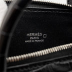 HERMES MINI BOLIDE ALLIGATOR MISSISSIPPIENSIS MAT BLACK SHW
