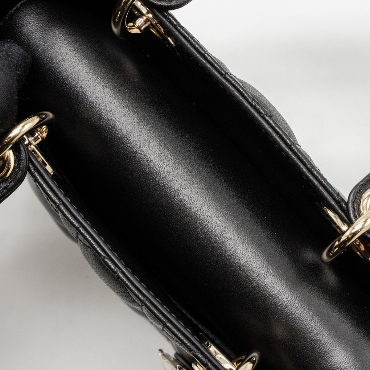 DIOR SMALL LADY DIOR LAMBSKIN BLACK LGHW