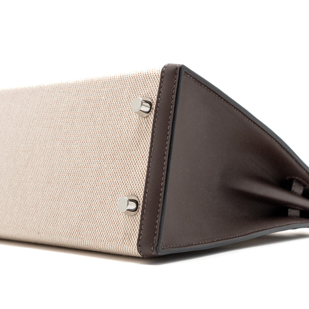 Hermes Kelly 25 Canvas/Swift Moka SHW