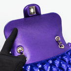 CHANEL 24C MINI FLAP BAG WITH STAR COIN PURSE PATENT/CALFSKIN METALLIC PURPLE LGHW (MICROCHIP)