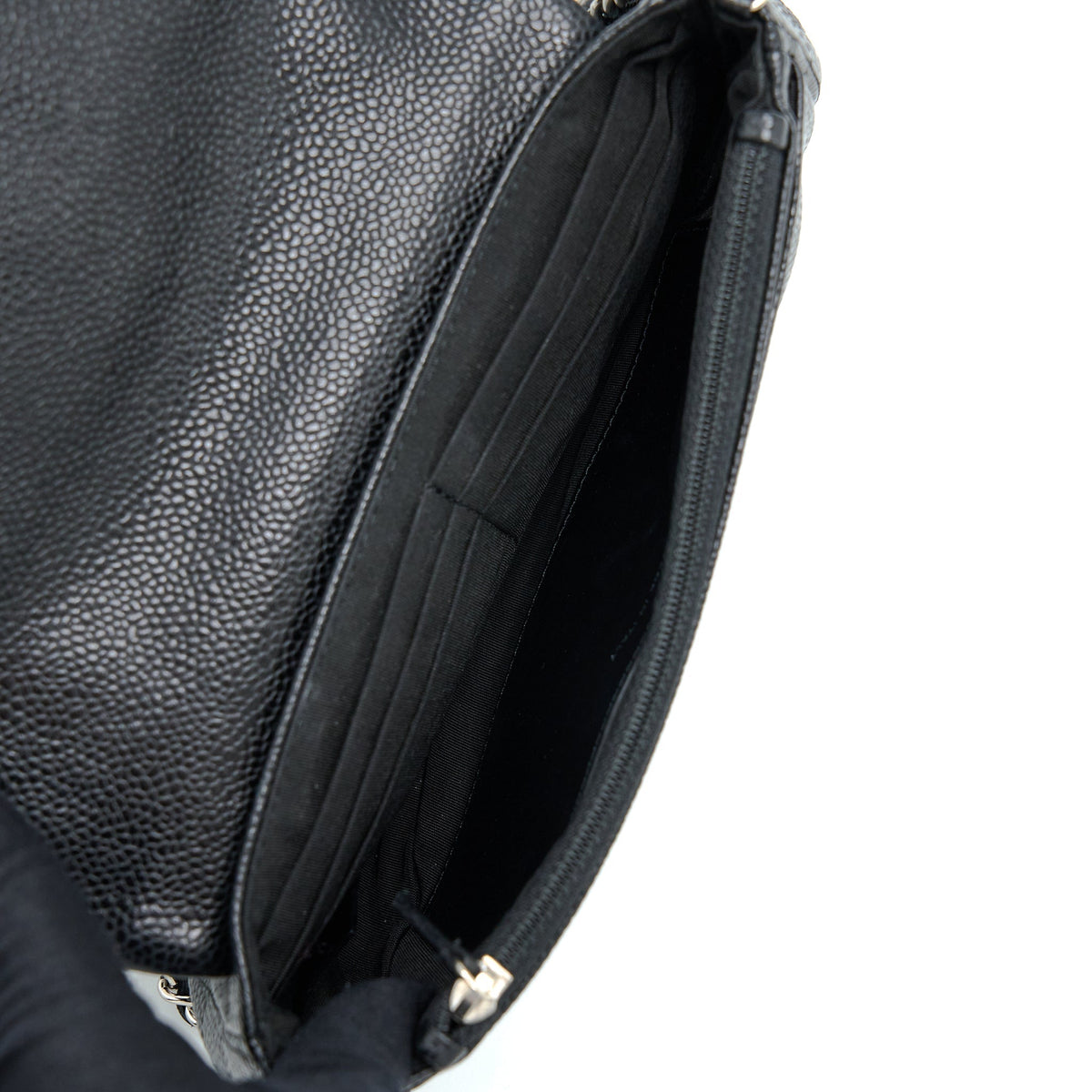 CHANEL HALF MOON WALLET ON CHAIN CAVIAR BLACK SHW