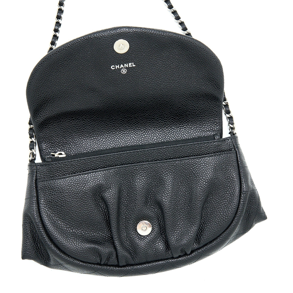 CHANEL HALF MOON WALLET ON CHAIN CAVIAR BLACK SHW