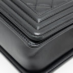 CHANEL MEDIUM BOY BAG CALFSKIN BLACK RUTHENIUM SHW