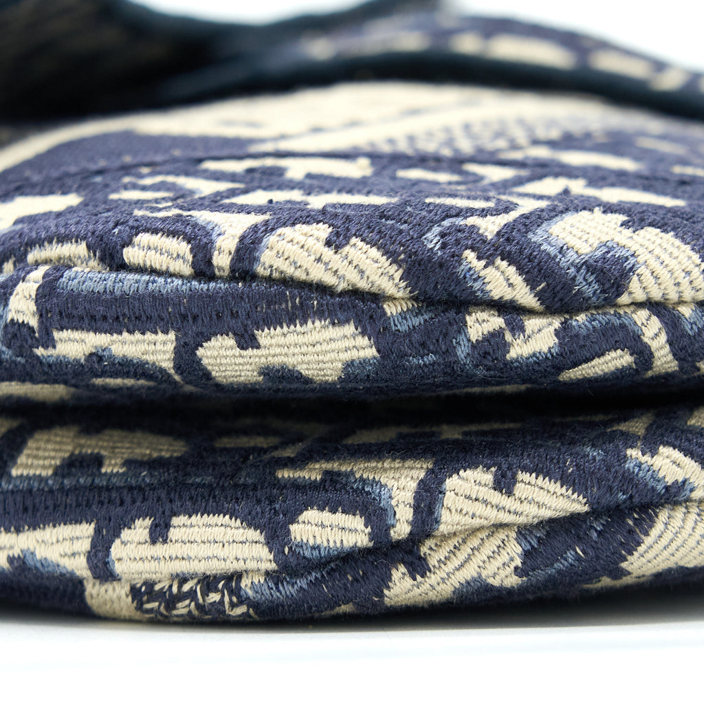 DIOR SADDLE BAG BLUE OBLIQUE EMBROIDERY GHW