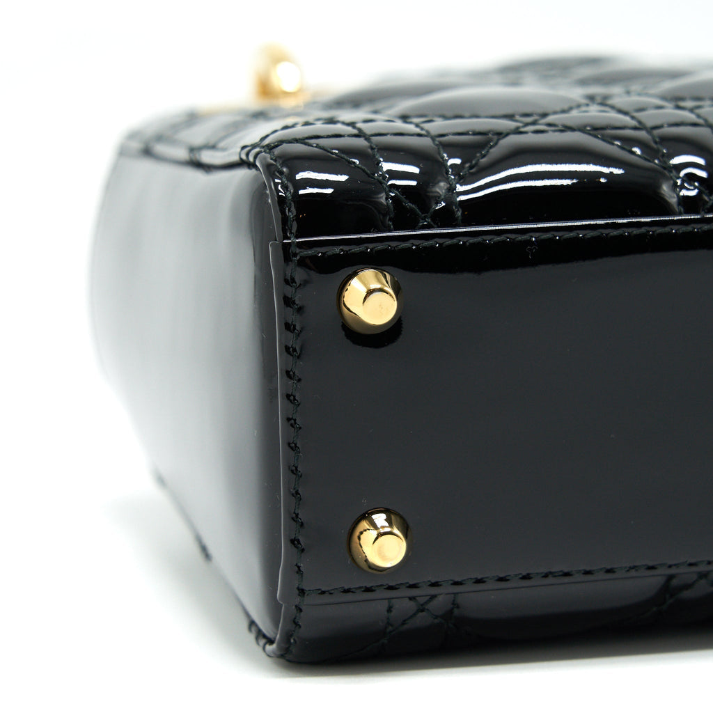 DIOR MINI LADY DIOR PATENT LEATHER BLACK GHW