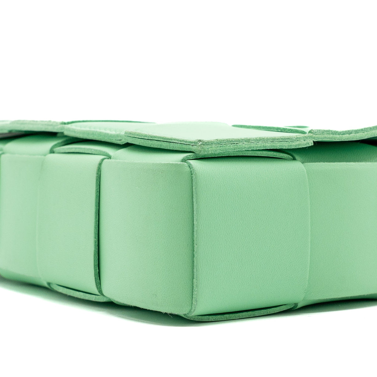 BOTTEGA VENETA CLASSIC CASSETTE BAG LAMBSKIN LIGHT GREEN SHW