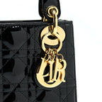 DIOR MINI LADY DIOR PATENT LEATHER BLACK GHW