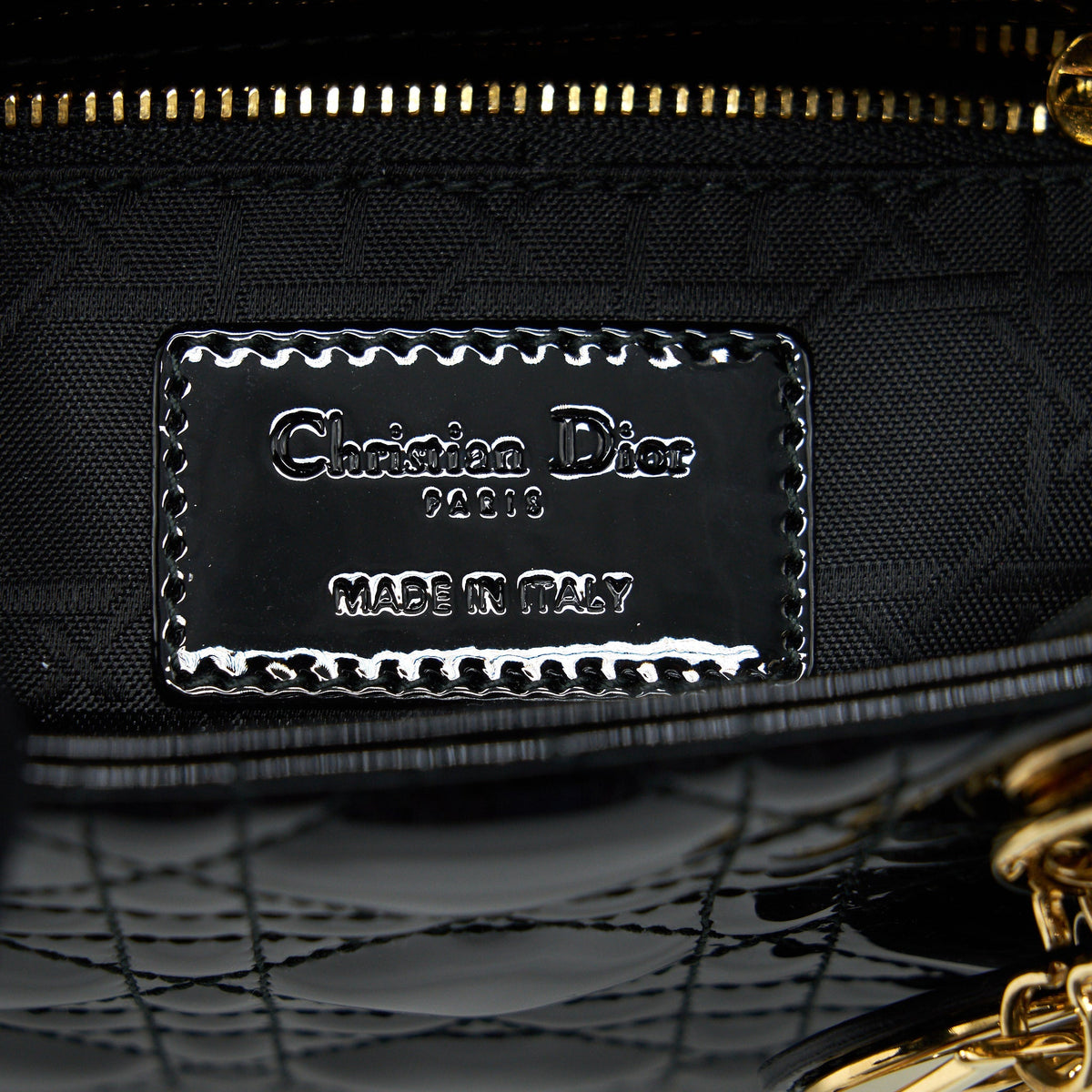 DIOR MINI LADY DIOR PATENT LEATHER BLACK GHW