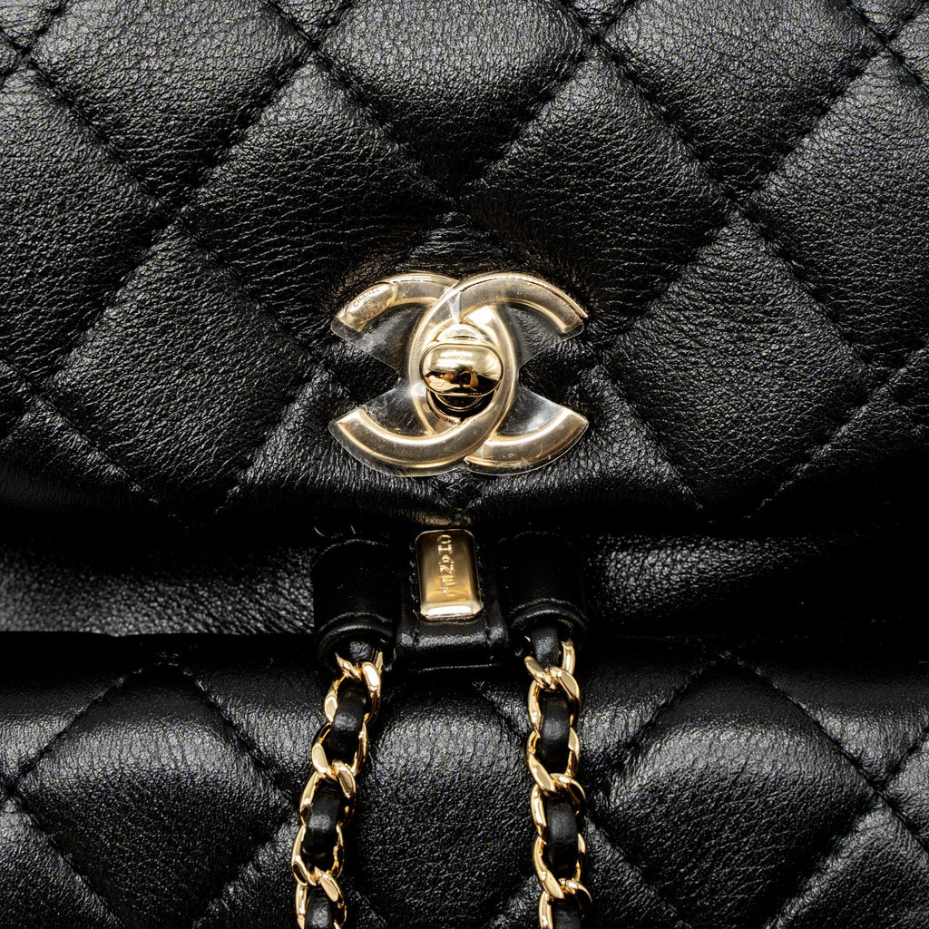 CHANEL 23C DUMA MINI BACKPACK CALFSKIN BLACK LGHW (MICROCHIP)