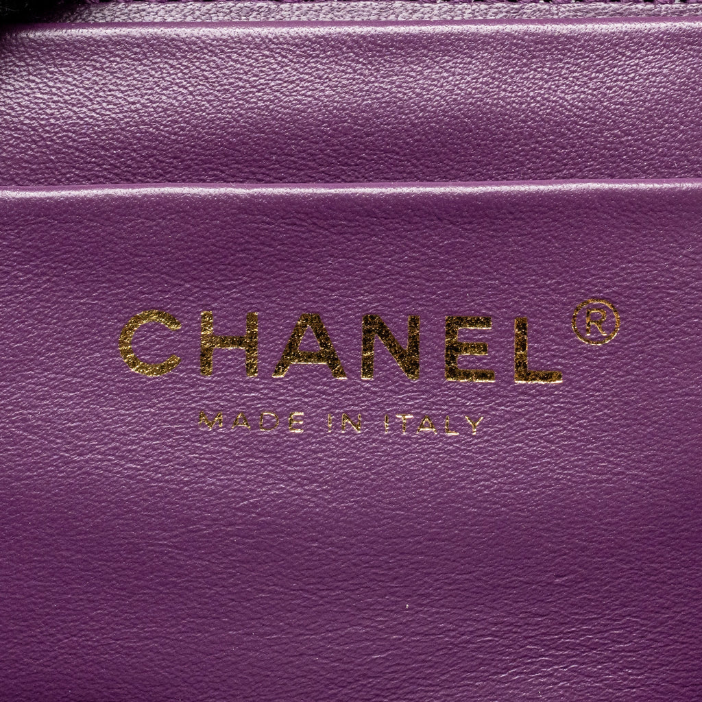 Chanel 22a top handle small vanity case shearling purple GHW (microchip)