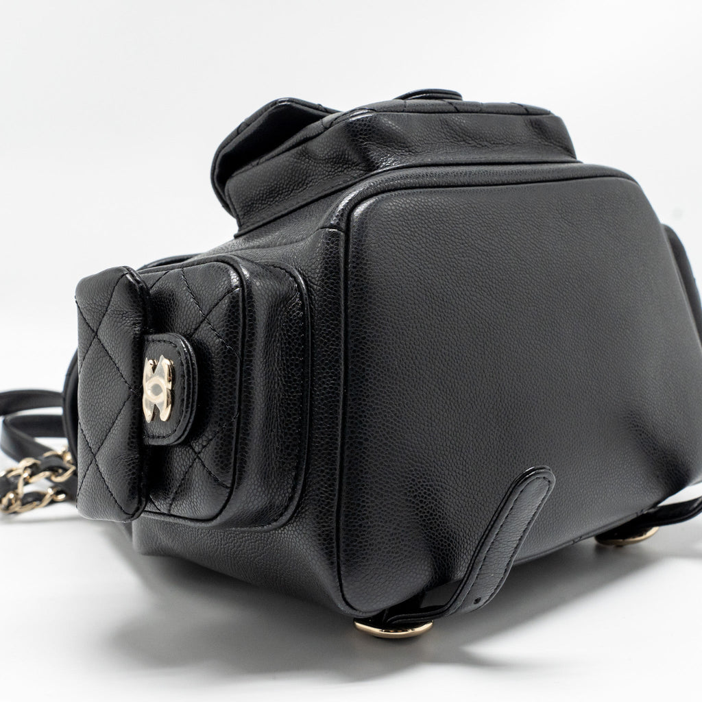 CHANEL TRIPLE POCKET BACKPACK CAVIAR BLACK LGHW (MICROCHIP)