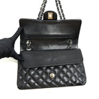 CHANEL MEDIUM CLASSIC FLAP BAG LAMBSKIN BLACK SHW