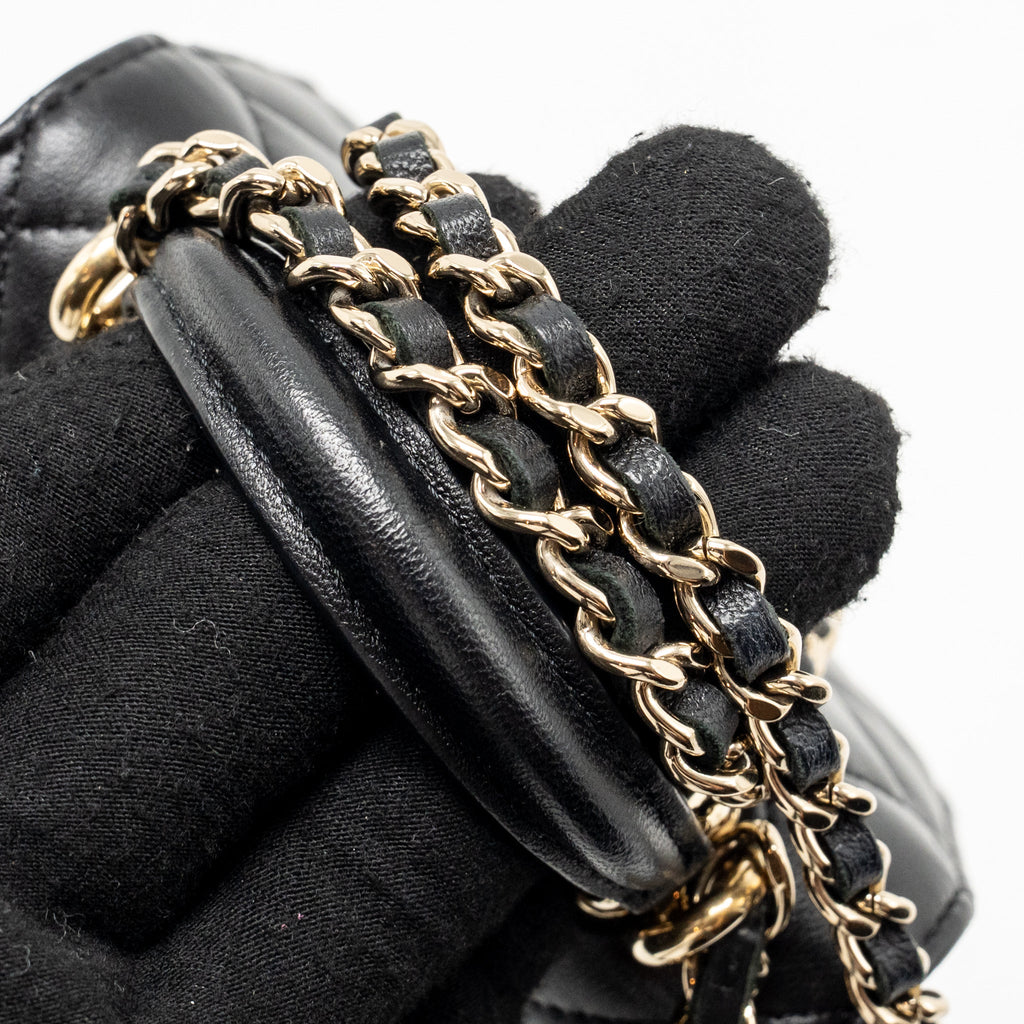Chanel Top Handle Mini Flap Clutch with Chain Black Lambskin LGHW