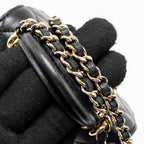 Chanel Top Handle Mini Flap Clutch with Chain Black Lambskin LGHW