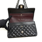 CHANEL MEDIUM CLASSIC FLAP BAG LAMBSKIN BLACK SHW