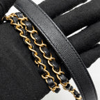 CHANEL 22K MINI FLAP BAG WITH TOP HANDLE CAVIAR BLACK GHW (MICROCHIP)