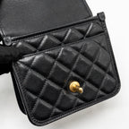 CHANEL 22K MINI FLAP BAG WITH TOP HANDLE CAVIAR BLACK GHW (MICROCHIP)