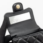 Chanel Top Handle Mini Flap Clutch with Chain Black Lambskin LGHW