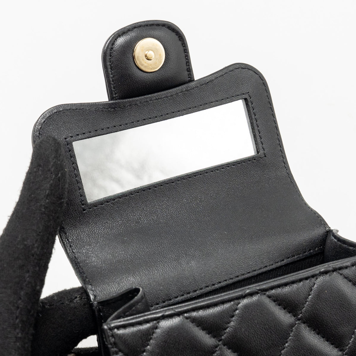 Chanel Top Handle Mini Flap Clutch with Chain Black Lambskin LGHW
