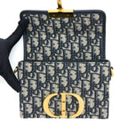 DIOR 30 MONTAIGNE MINI BOX BAG BLUE OBLIQUE GHW