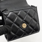 Chanel Top Handle Mini Flap Clutch with Chain Black Lambskin LGHW