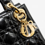 DIOR MINI LADY DIOR PATENT BLACK GHW