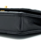 CHANEL 21S WALLET ON CHAIN WITH PEARL/CC LOGO ROUND HANDLE LAMBSKIN BLACK BRUSHED GHW