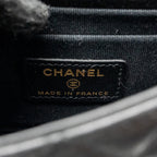 Chanel Top Handle Mini Flap Clutch with Chain Black Lambskin LGHW