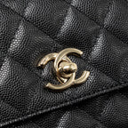 CHANEL COCO HANDLE CLUTCH WITH CHAIN CAVIAR BLACK LGHW (MICROCHIP)