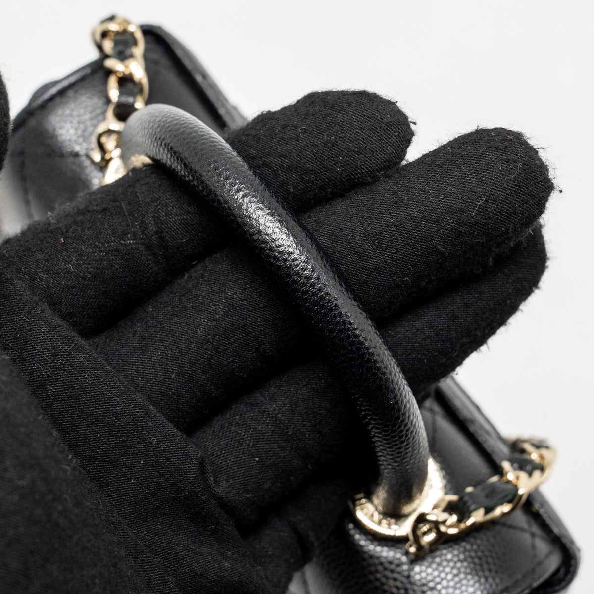 CHANEL COCO HANDLE CLUTCH WITH CHAIN CAVIAR BLACK LGHW (MICROCHIP)