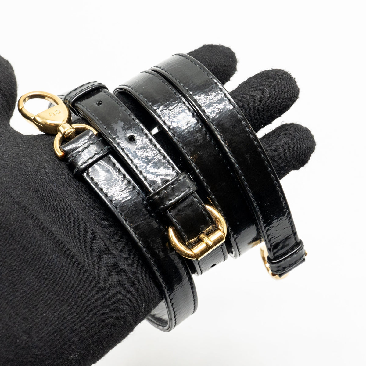 DIOR MINI LADY DIOR PATENT BLACK GHW